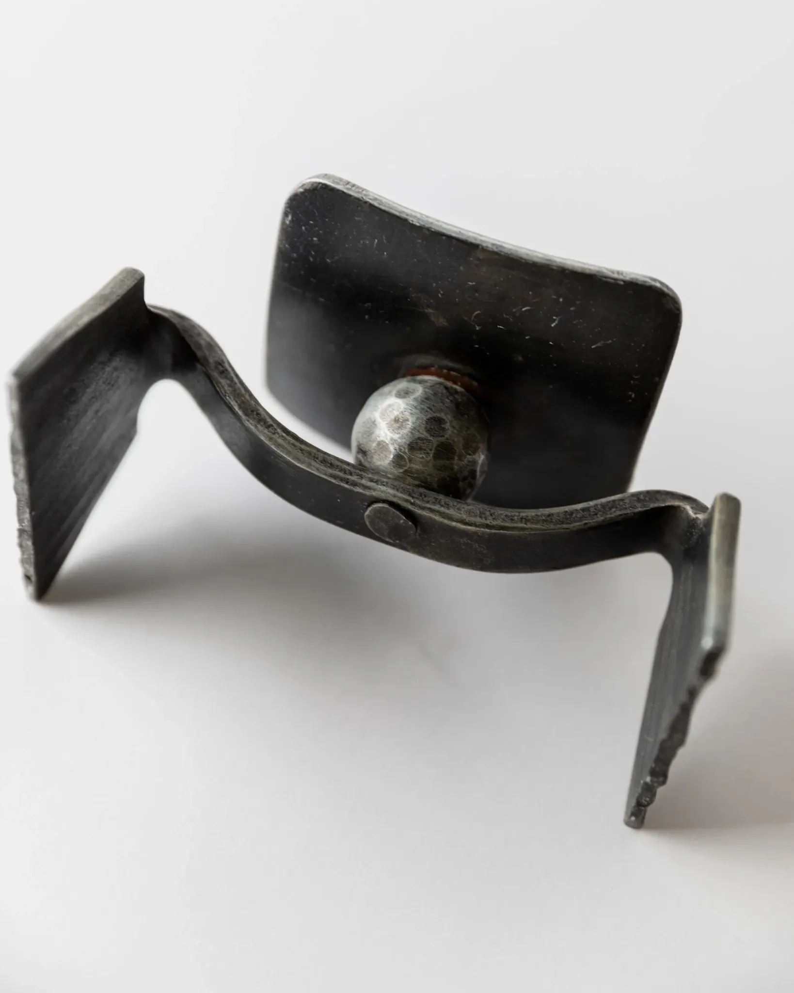 Vintage brutalist iron candlestick from the 1970s.