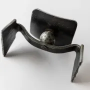 Vintage brutalist iron candlestick from the 1970s.