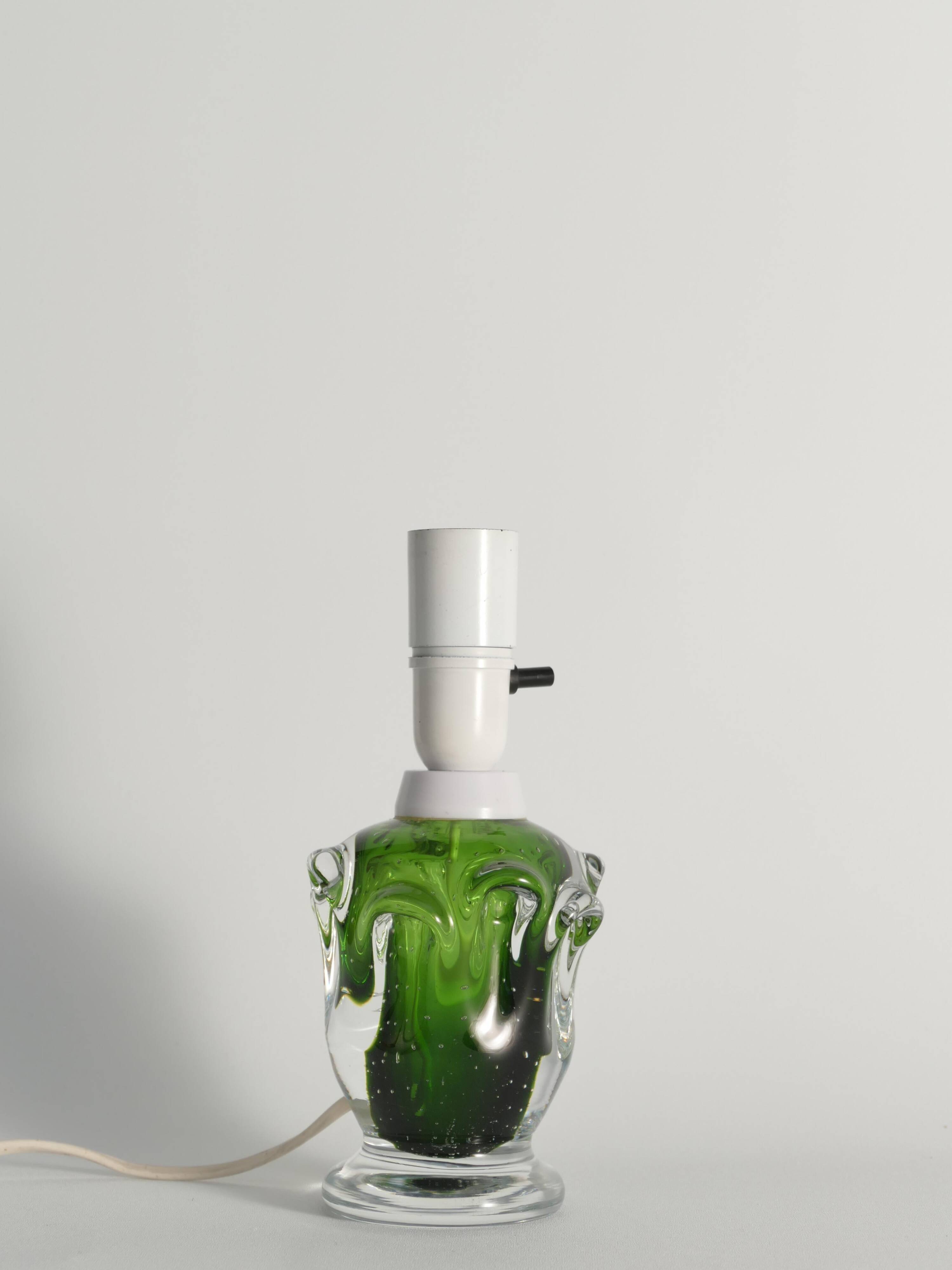 Green Glass Table Lamp Börne Augustsson, Åseda, 1950s