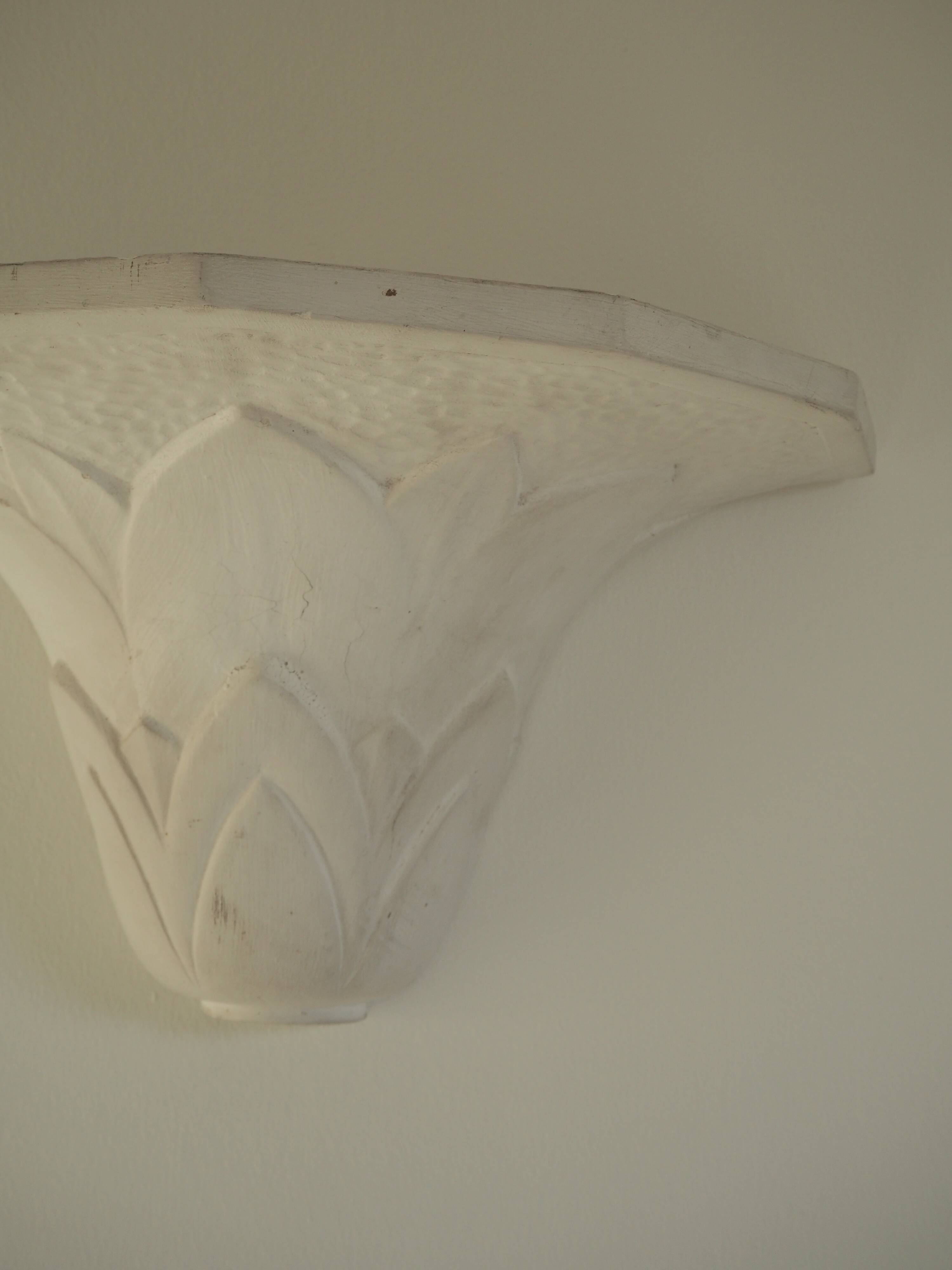 Pair of plaster wall sconces, palmette decoration, 20th century