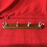 Vintage wooden wall coat rack - 4 hooks