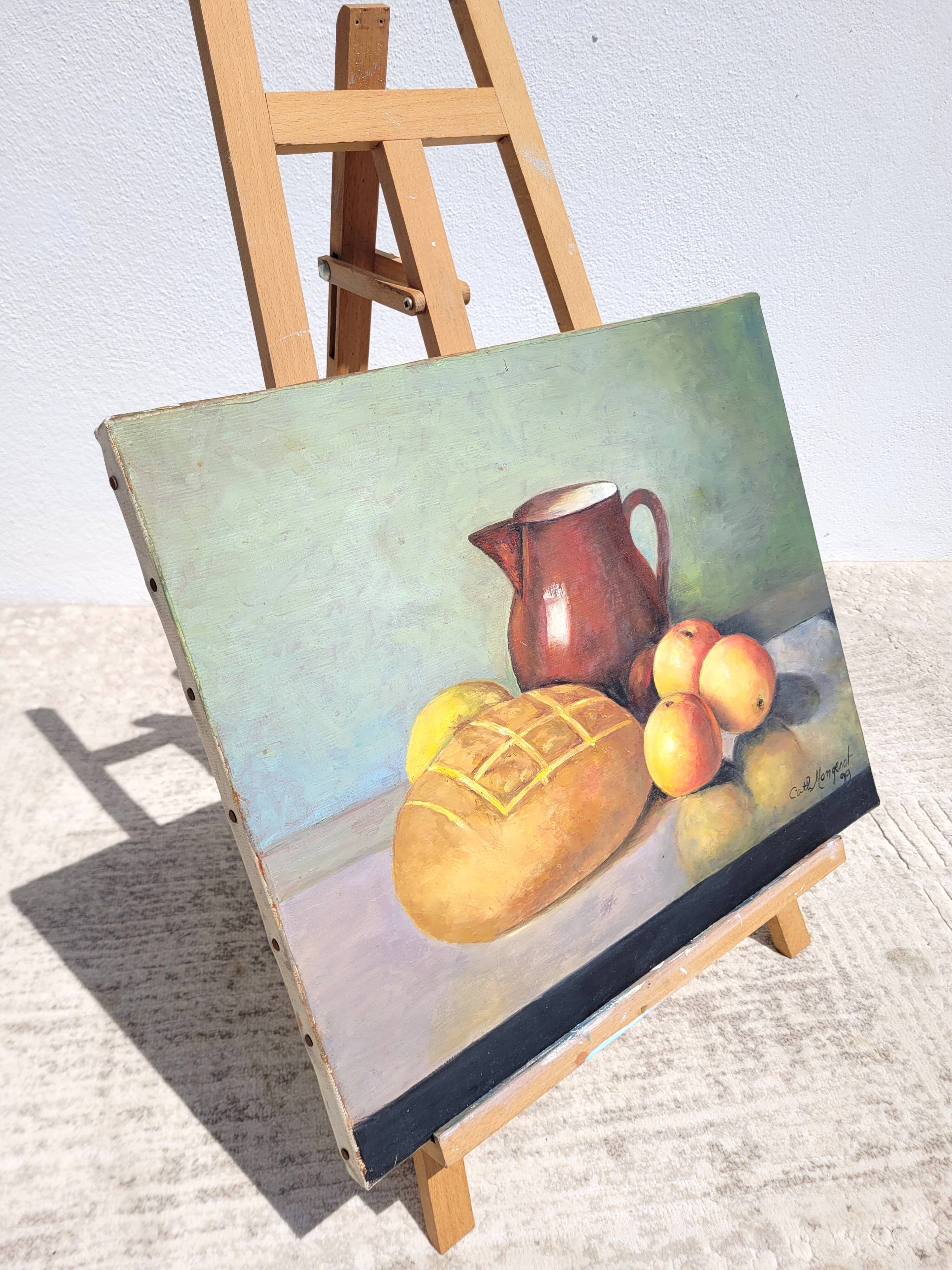 Oil painting on canvas still life with fruit