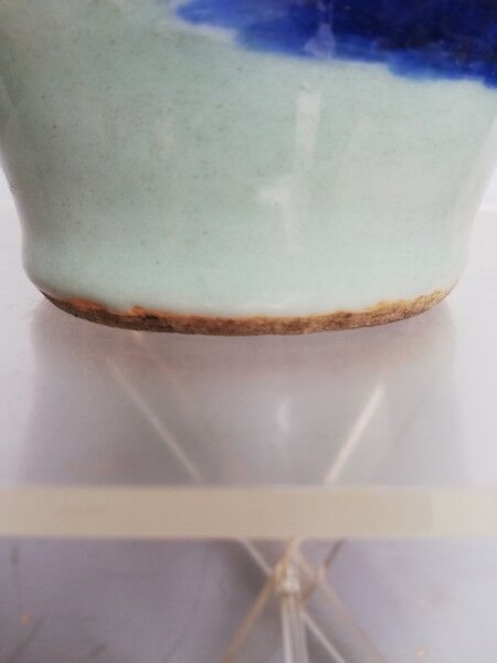 Vase celadon enamel white and blue chinese porcelain 19th