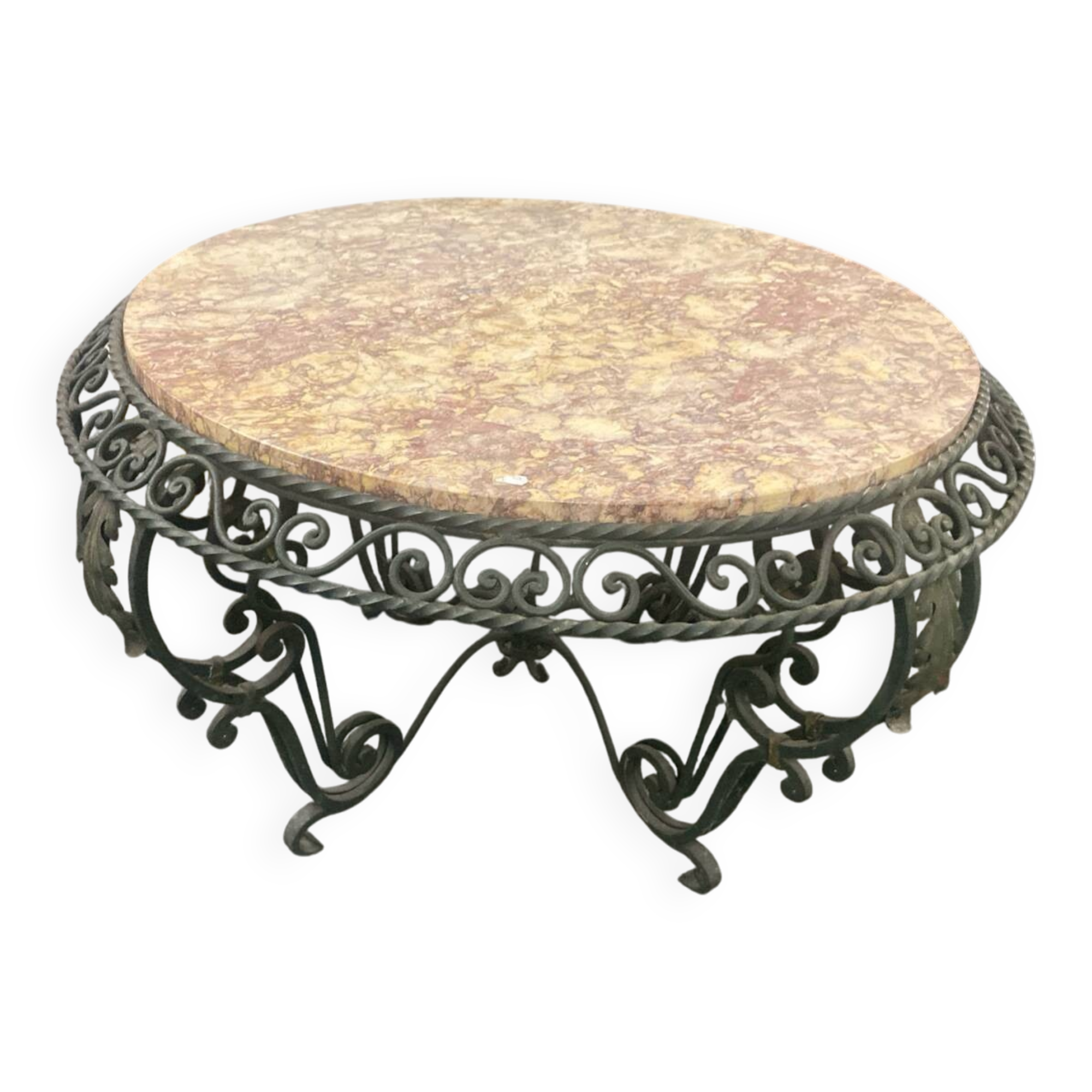 wrought iron and marble coffee table