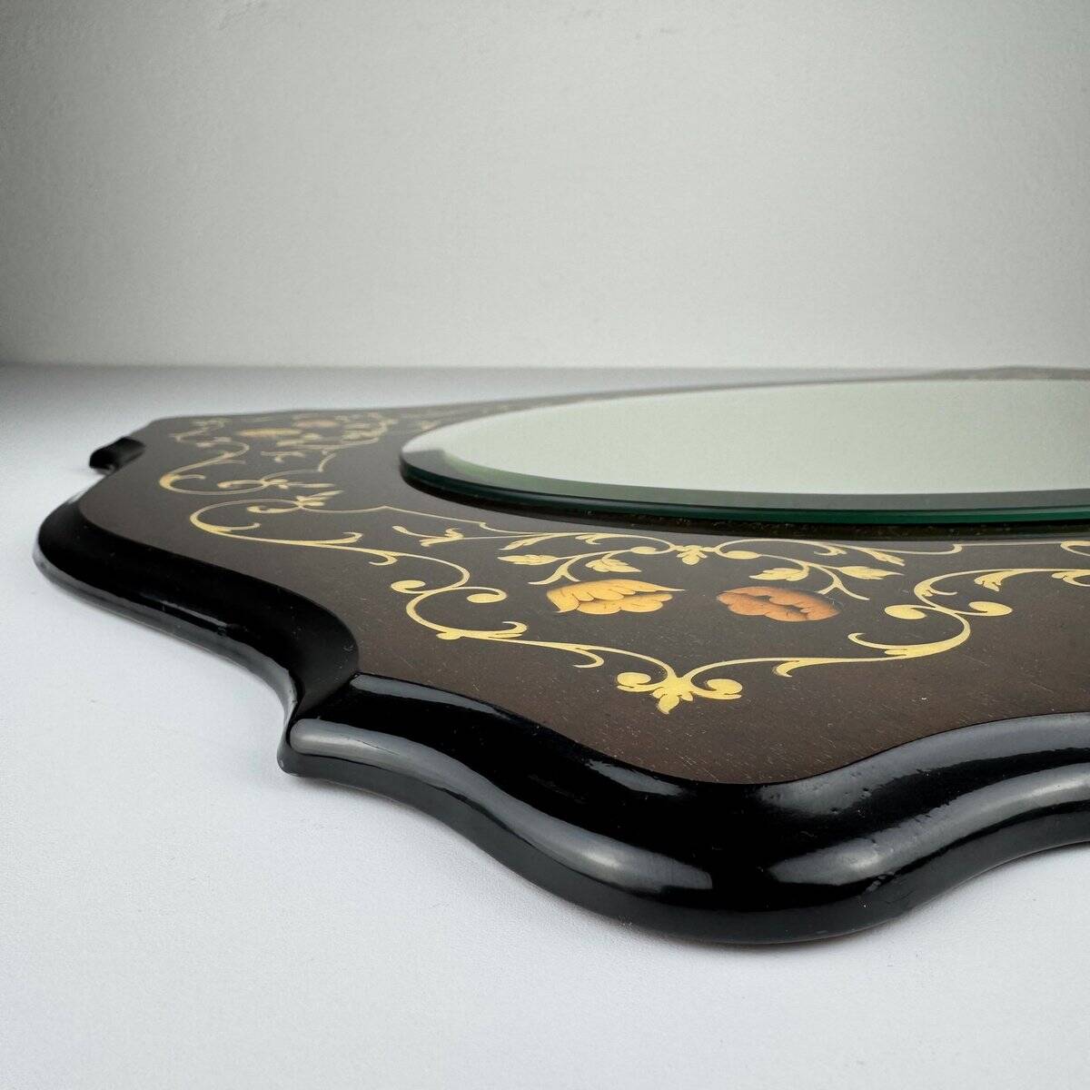 Large vintage wooden mirror, Italy, 1970s