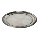Circular silver metal tray