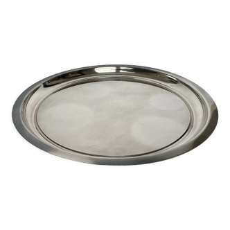 Circular silver metal tray