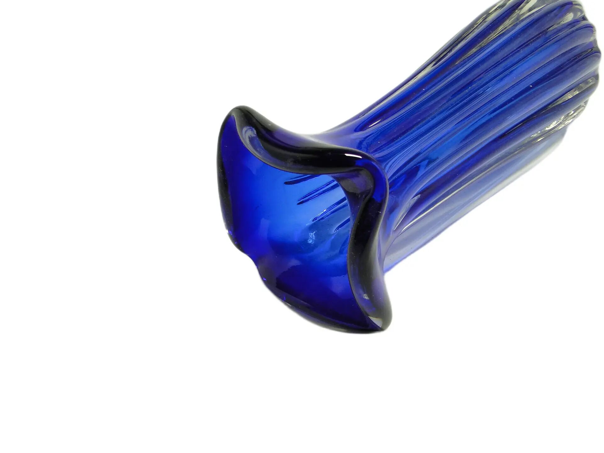 Vase, mid-century modern, blue glass, by J. Hospodka, Czechoslovakia, 1960s.