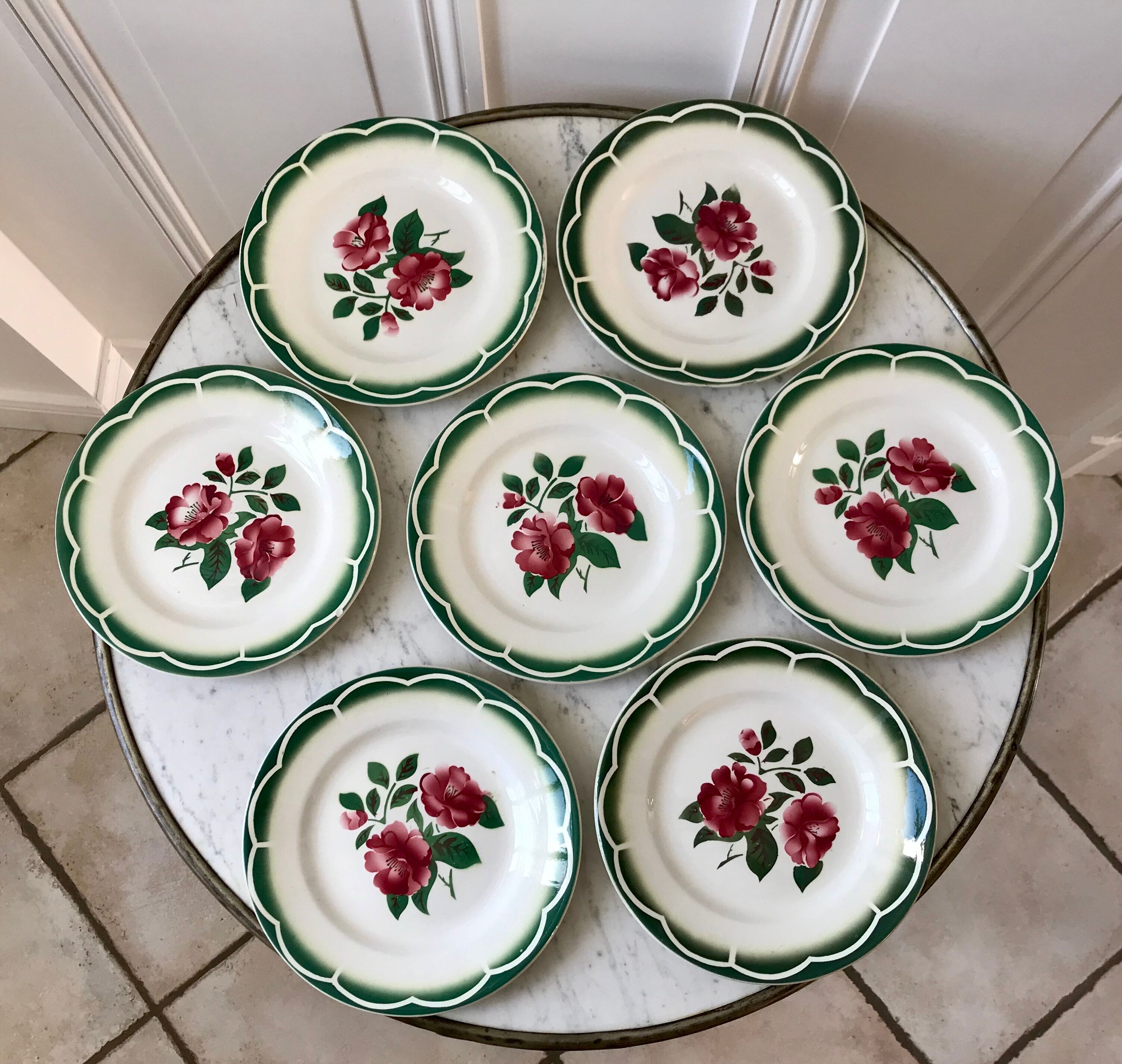 Set of 6 dessert plates Digoin Sarreguemines model "Mireille" years 30-40