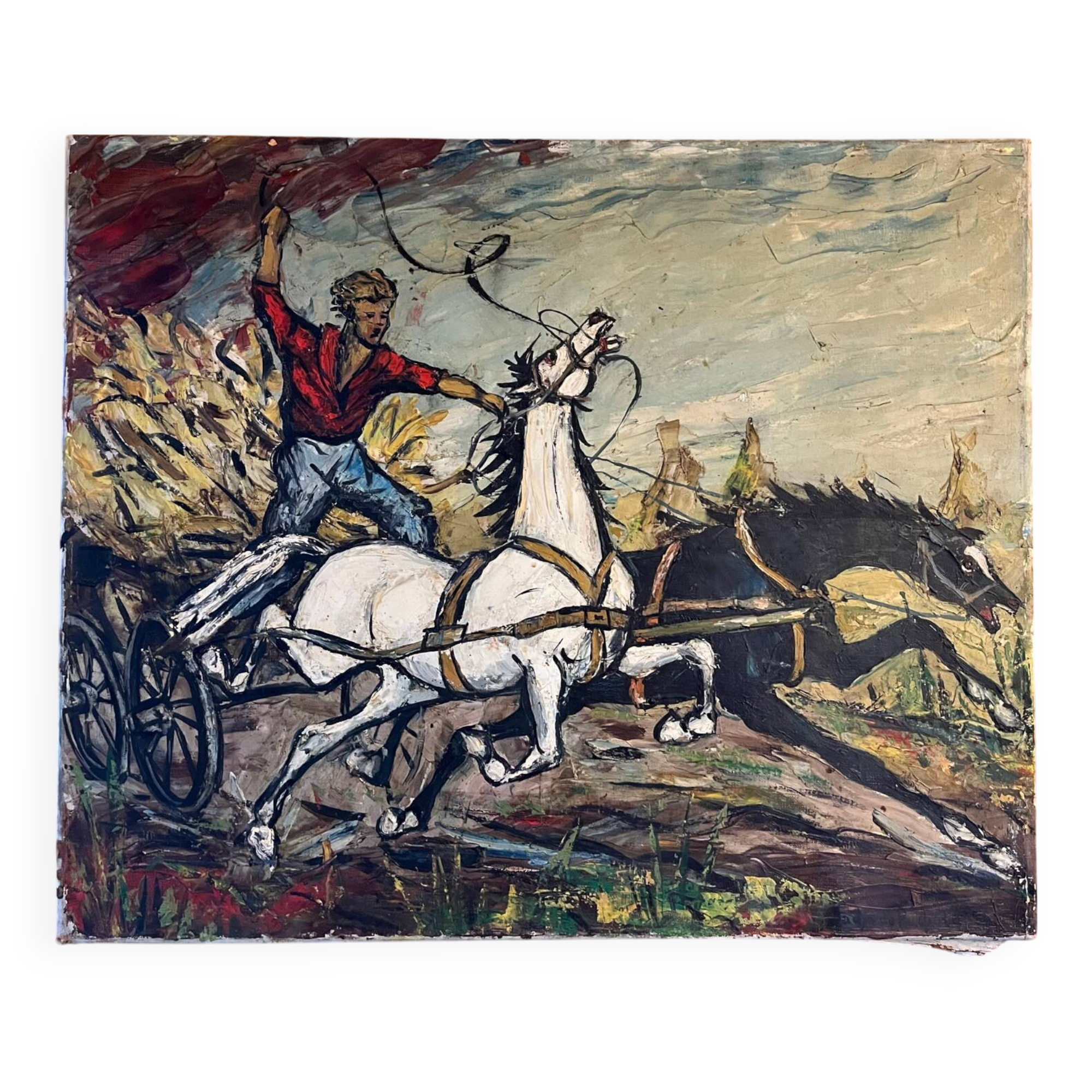 Painting: Oil on canvas - horses in dressage