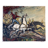 Painting: Oil on canvas - horses in dressage