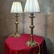 Pair of chiselled bronze lamps, bedside, bedroom, new lampshade 43x15, electrical in working order.