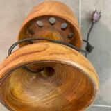 Carved massive wooden lamp
