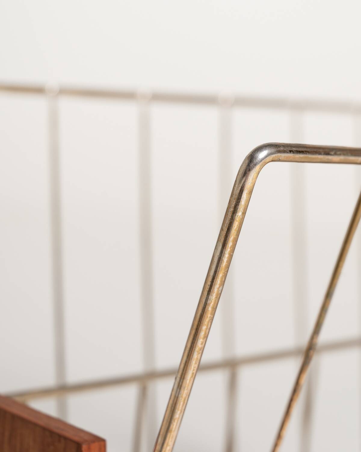 Scandinavian teak and metal magazine rack, 1960s