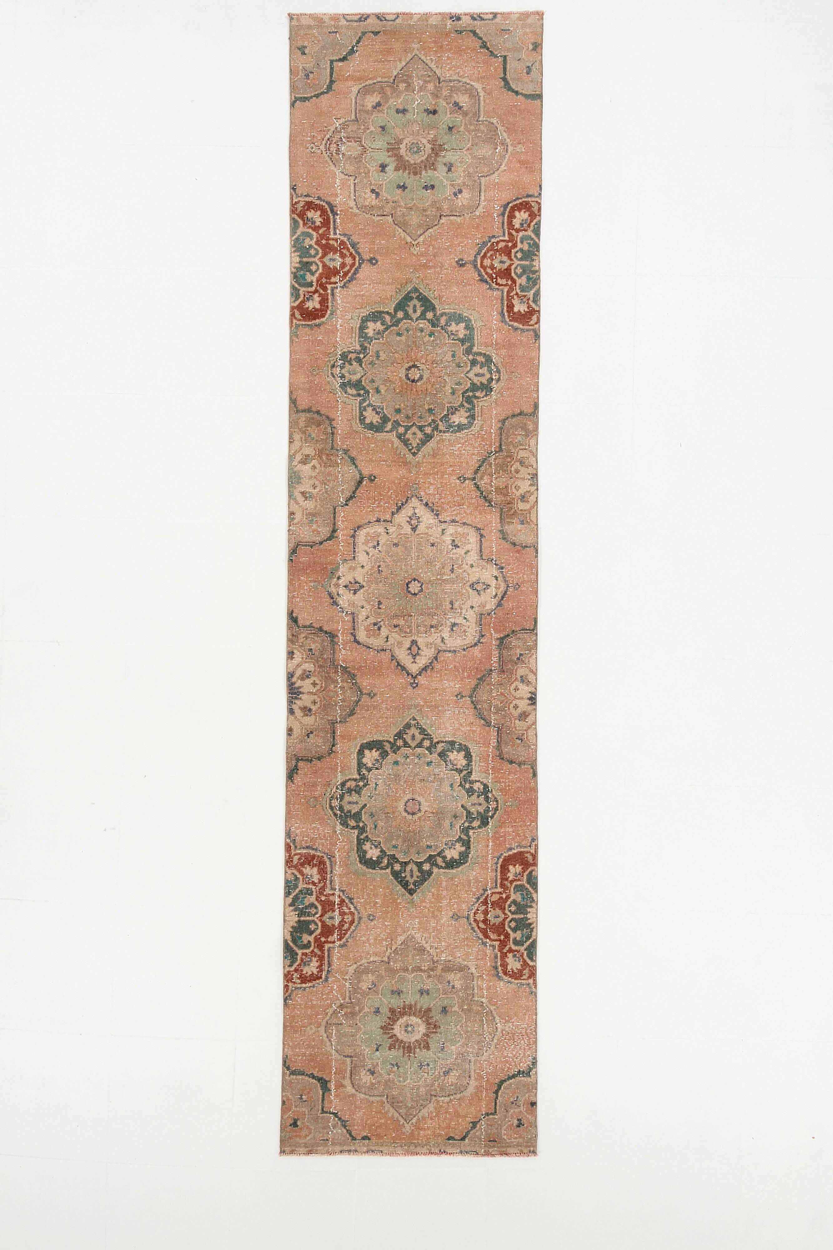 3x12 Soft Wool Pale Red Turkish Vintage Runner Rug