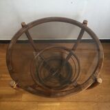 Rattan and glass table