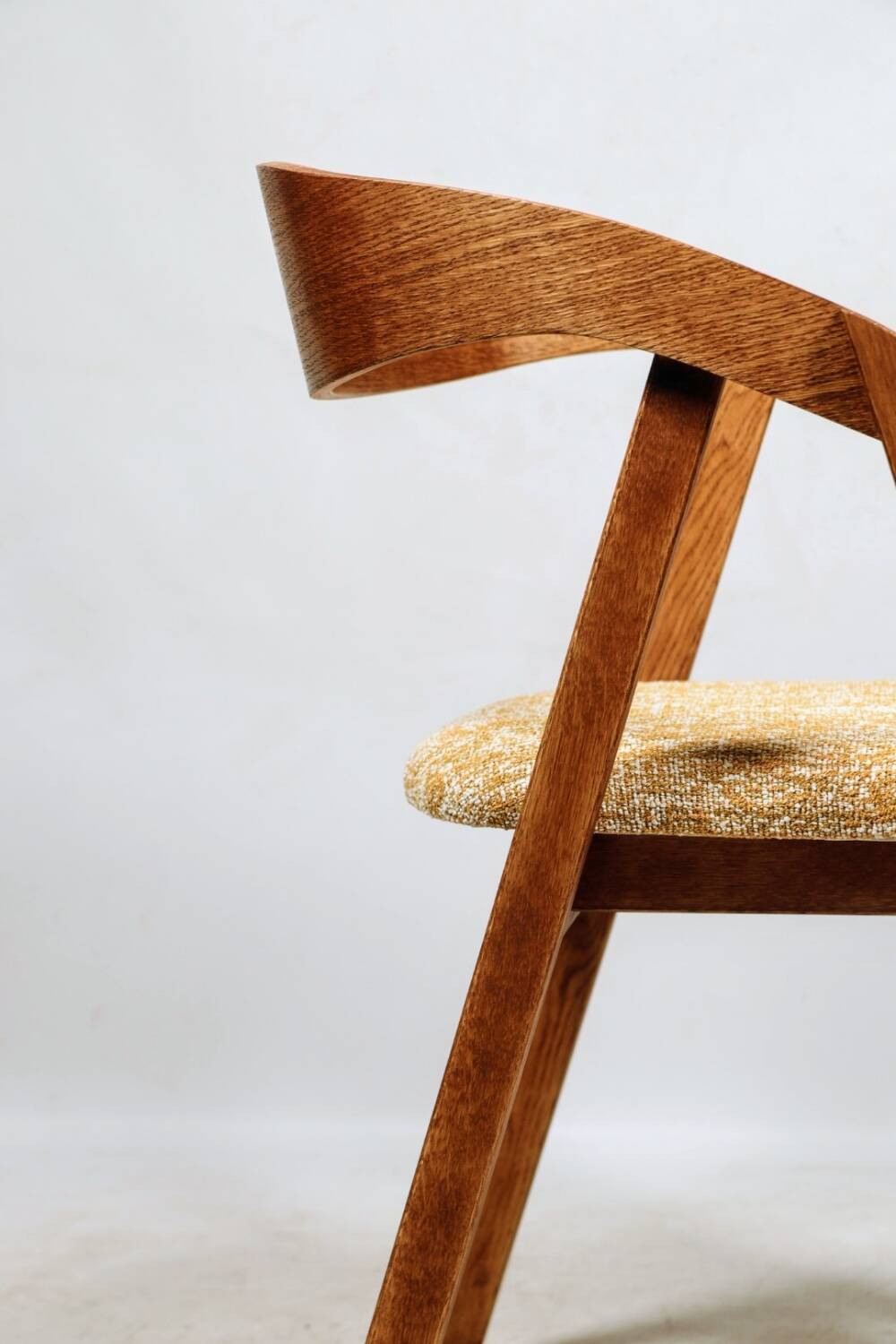 Vintage dining chairs oak wood yellow mellow Boho upholstery