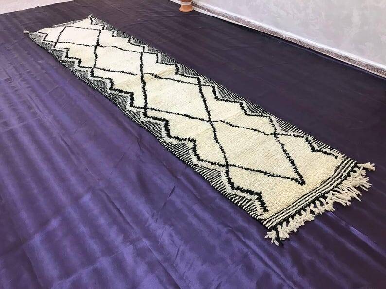 Handmade pure wool traditional hallway rug size 75/300 cm