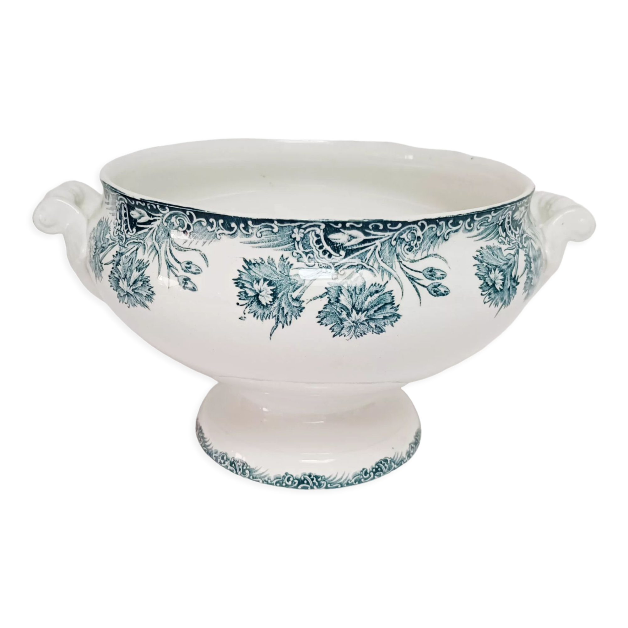 Iron earth soup tureen Saint-Amand, Carnations