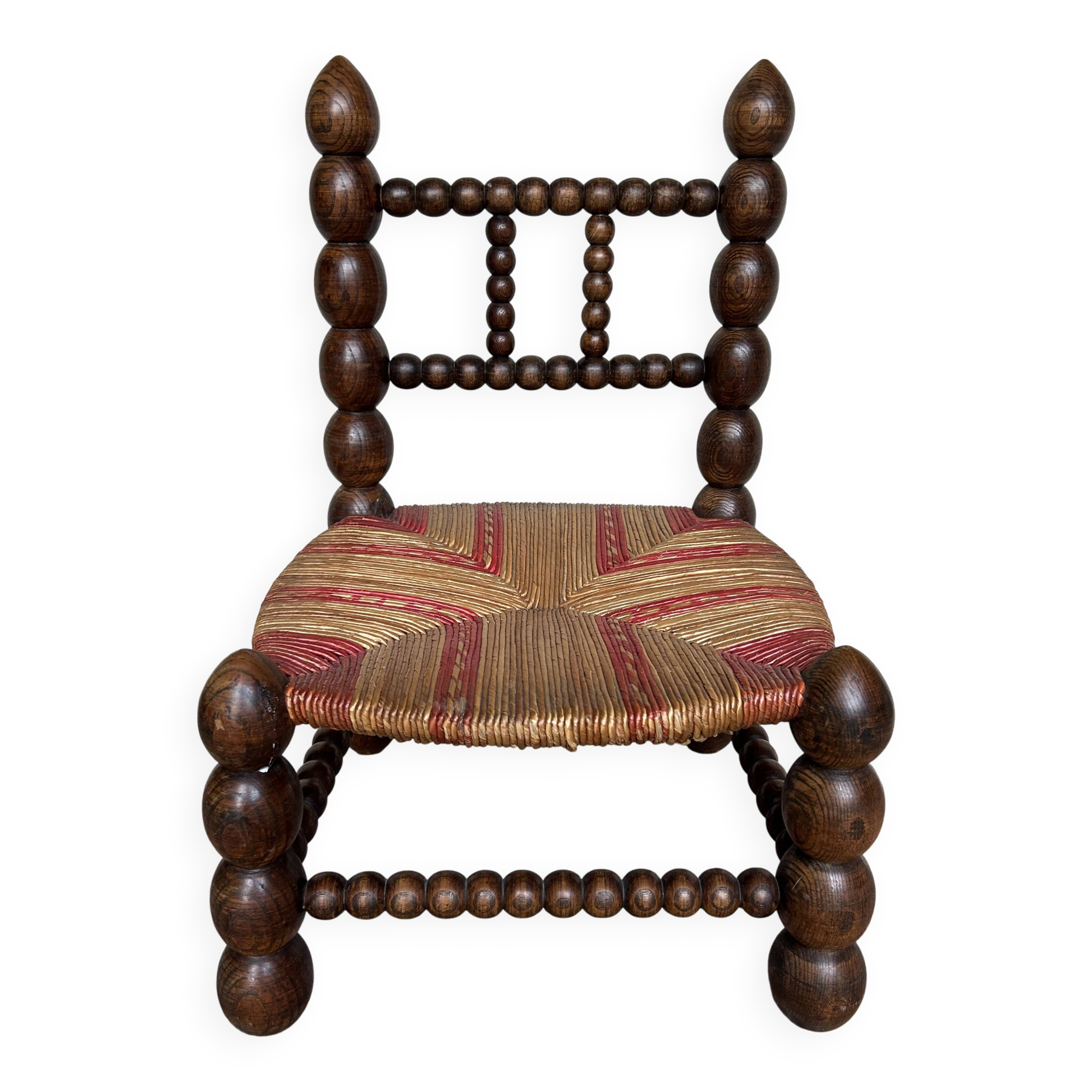 Turned wooden chair by Charles Dudouyt