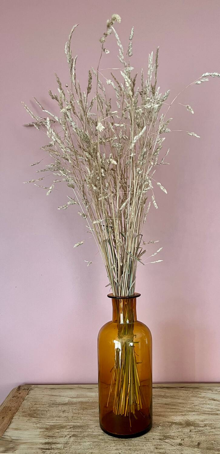 Amber glass vase bottle