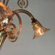 Venetian chandelier in gilded Murano glass, 4 light arms, circa 1940