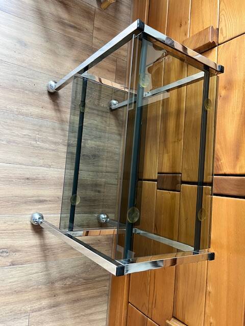 Chrome and glass serving trolley