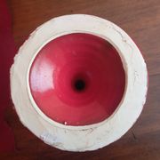 Bougeoir ceramique rouge carmin vintage design annee 60/70