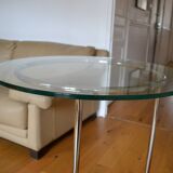 Side table or end table vintage metal and glass