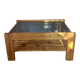 Vintage coffee table in pine and smoked glass