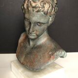 Greek bust in terracotta with bronze patina