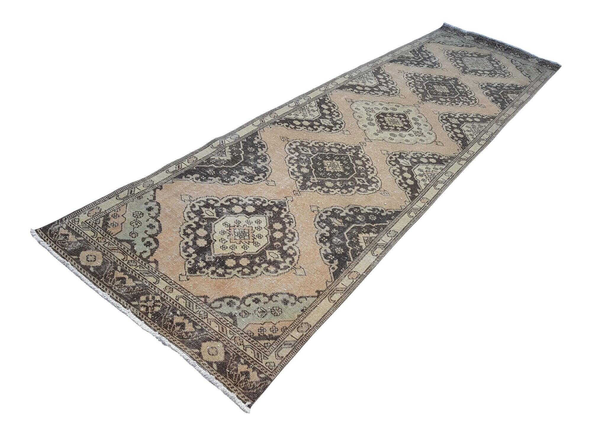 Vintage Turkish hallway rug 106x379 cm