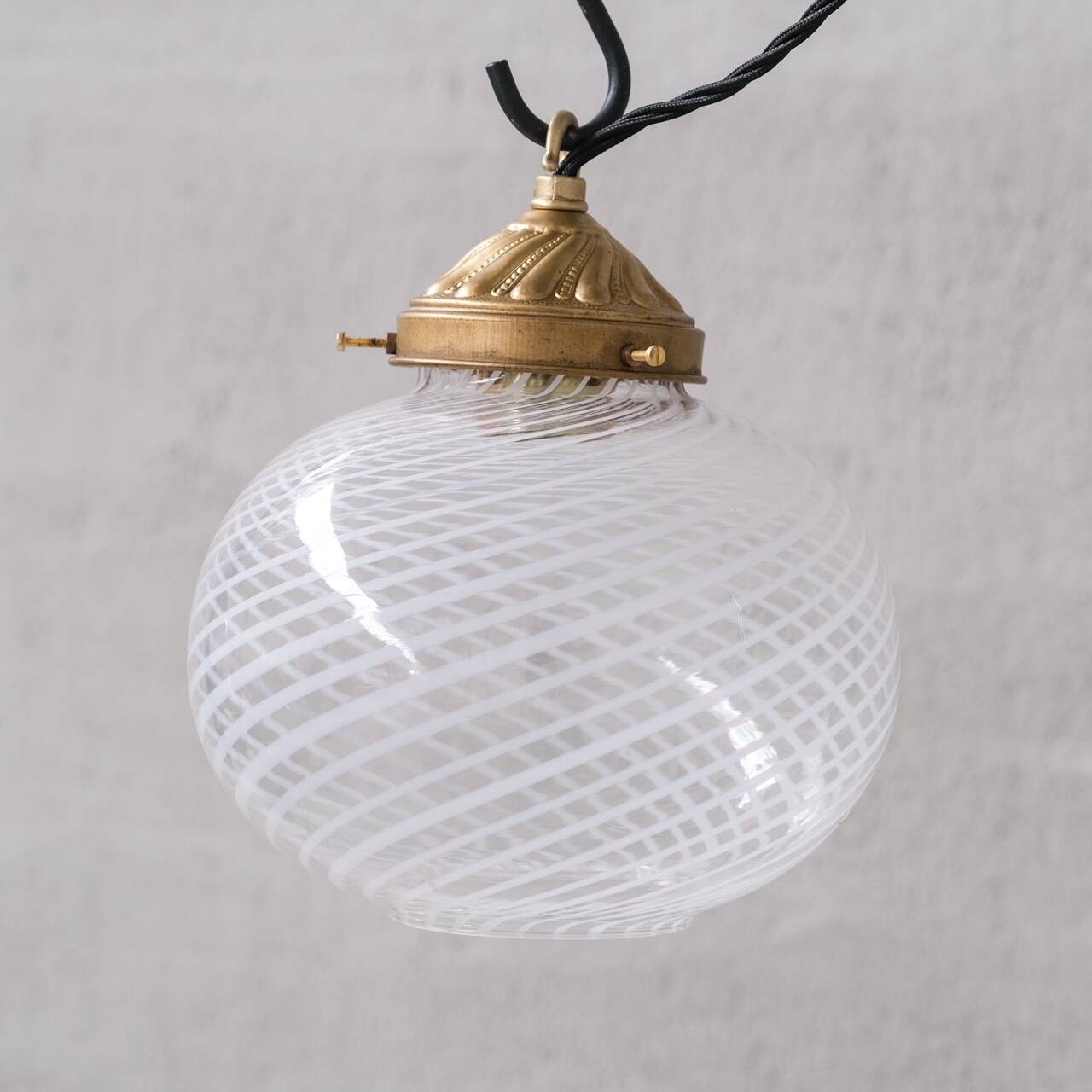 Glass and brass mid-century italian pendant light