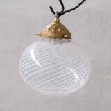 Glass and brass mid-century italian pendant light