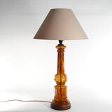 Scandinavian Modern Amber Glass Table Lamp by Miranda, 1970s