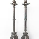 Pair of candle holders, vintage candle holder, silver brass candle holder, church, candle holder, tripod, chandelier
