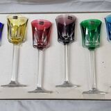 6 colored stemmed glasses in Sèvres crystal, 1980