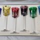 6 colored stemmed glasses in Sèvres crystal, 1980
