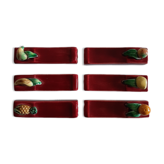 Suite of 6 dabbling knife holder fruits