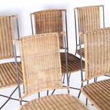 Set of 6 wicker and iron chairs