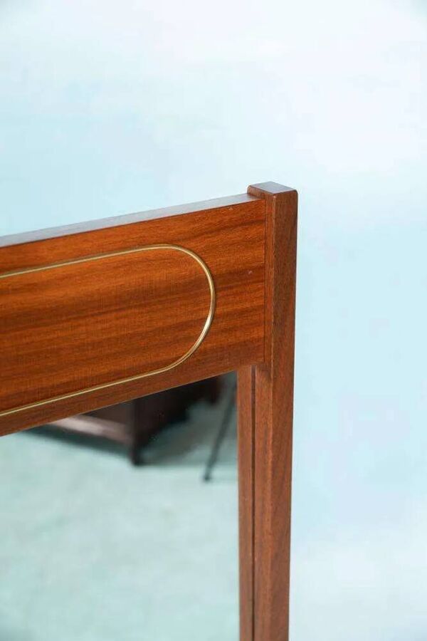 Miroir design vintage scandinave, miroir MidMod en teck