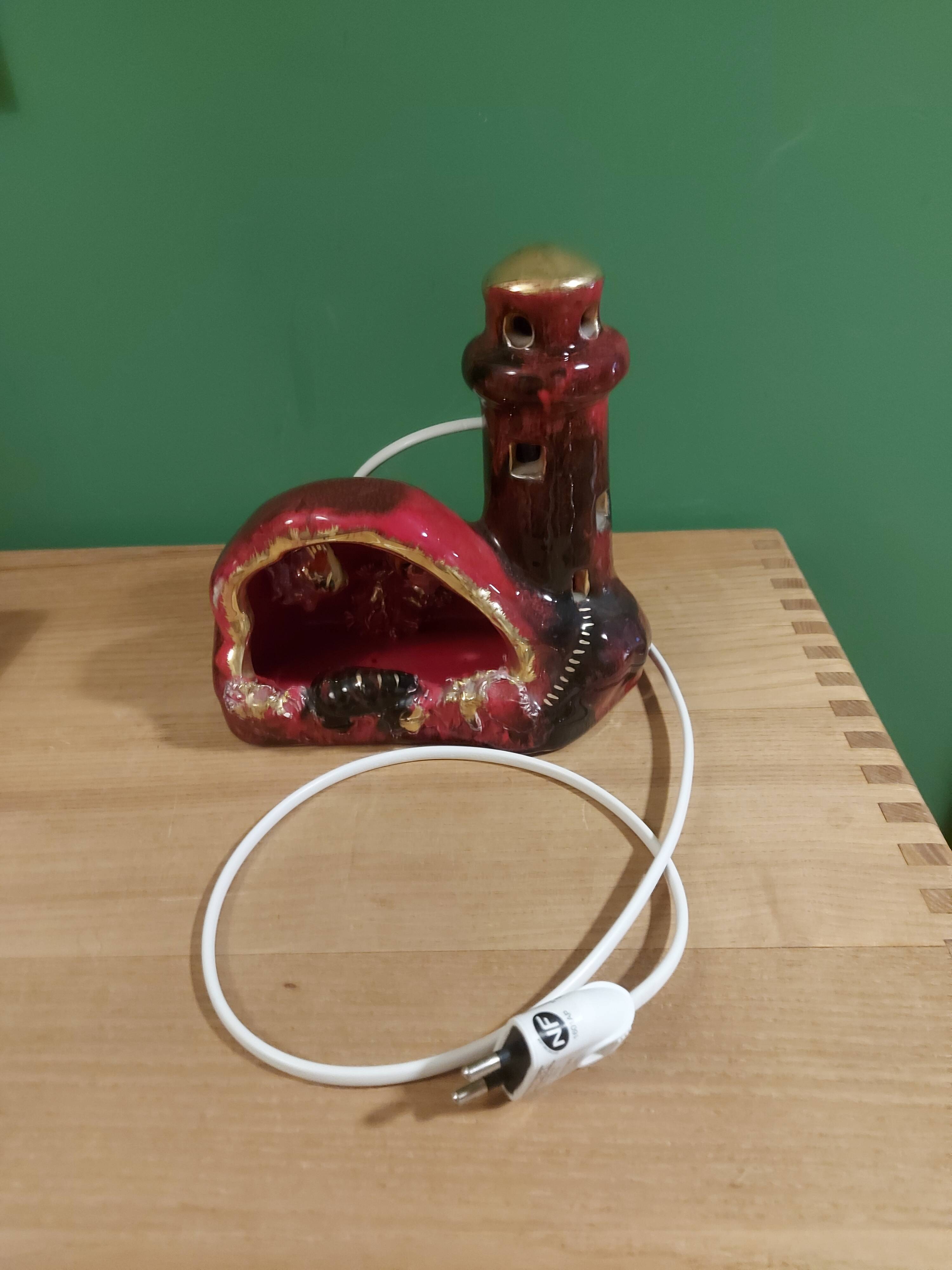 Vintage ceramic lamp in the shape of a lighthouse, Vallauris