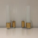 Pair of egoluce vintage orientable wall light in brass and Murano glass, Italy