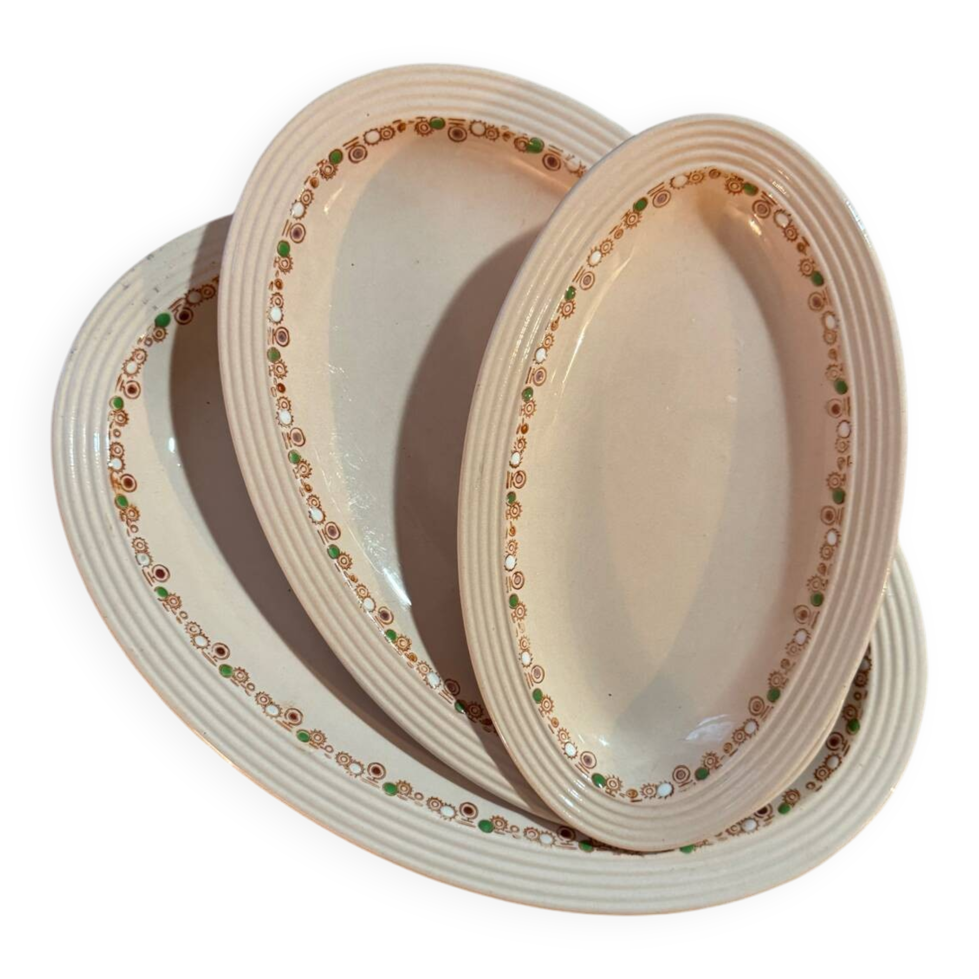 Trio de plats ovales Longwy – modèle Betty.