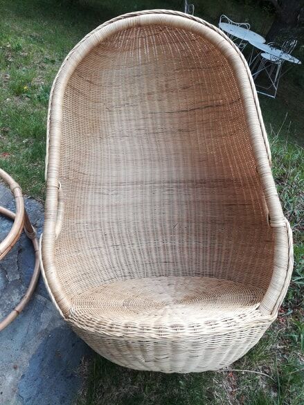 Cocoon armchair in rattan