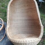 Cocoon armchair in rattan