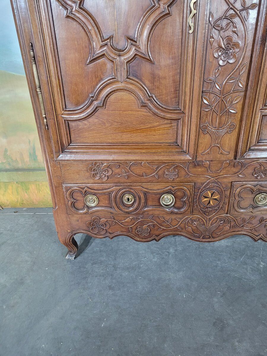 Louis XV carved oak wardrobe