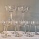 9 champagne coupes in glass, beautiful model from the 1940s.