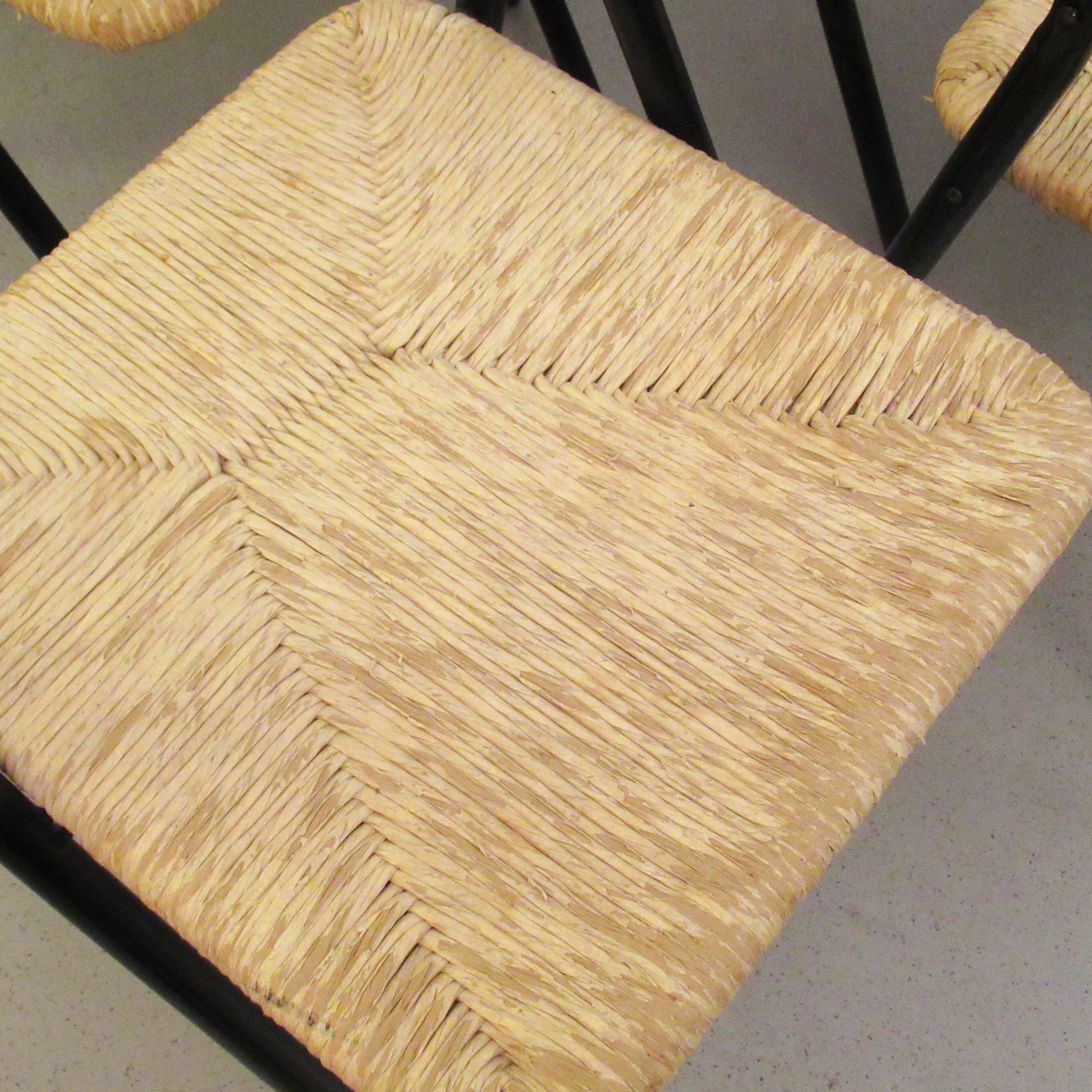 Four straw chairs from the 70s