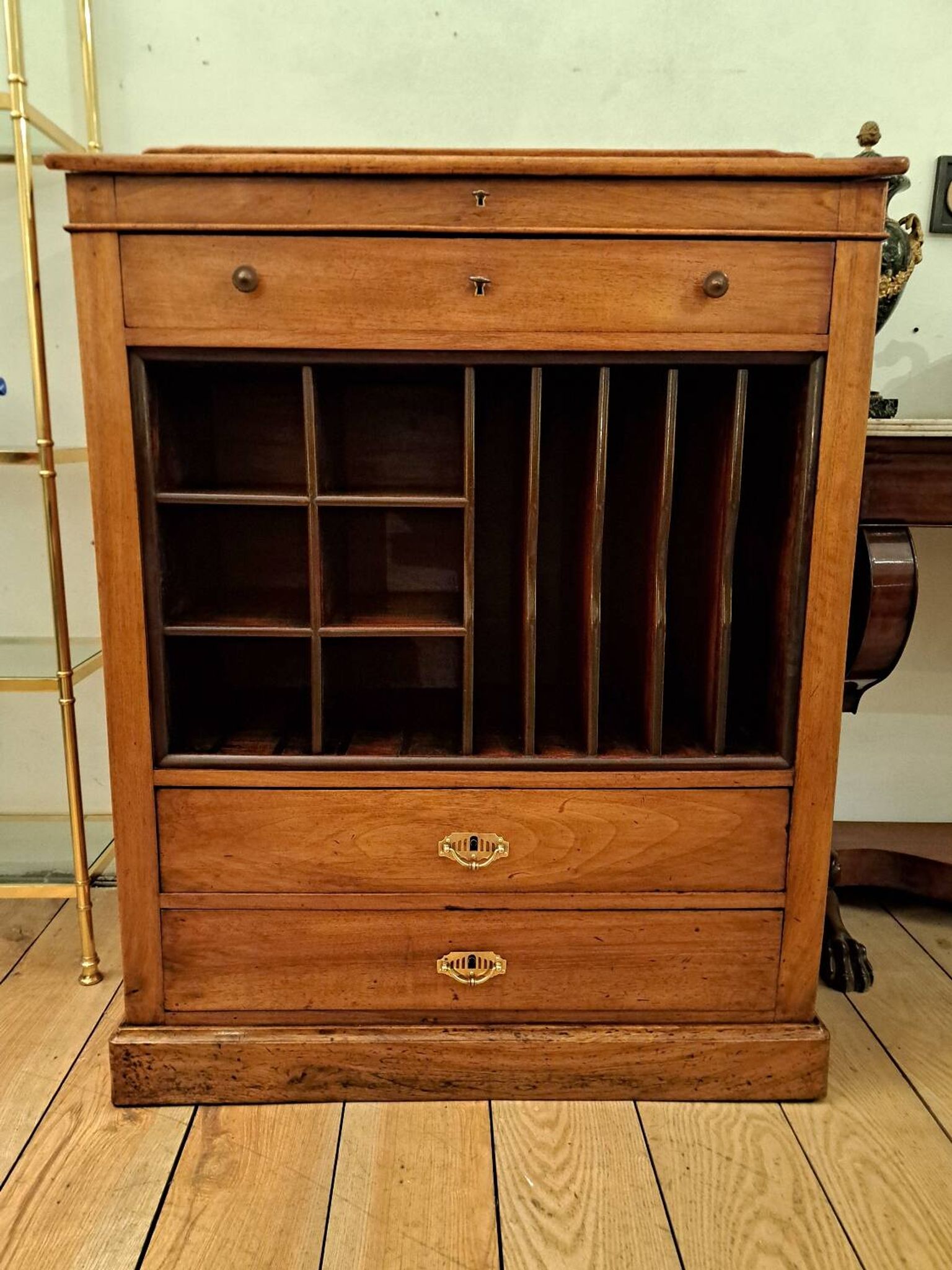 19th-century walnut writing desk.